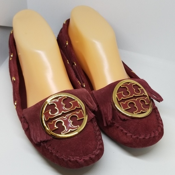 Tory Burch Alexandra burgundy wine suede loafers 7